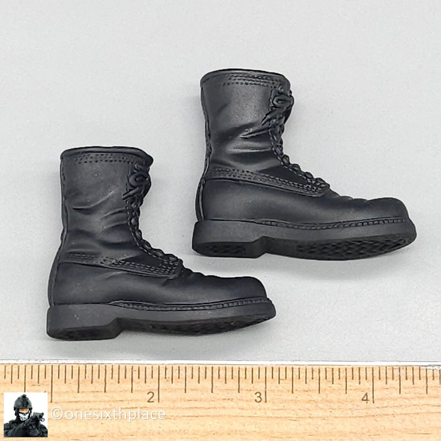 1:6 scale BBI Navy Pilot Black Combat Boots (Foot Type) for 12" Figures