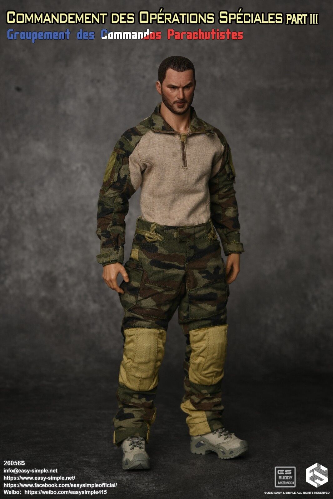 1:6 Easy & Simple French Airborne CCE Camo Combat Uniform for 12" Figures