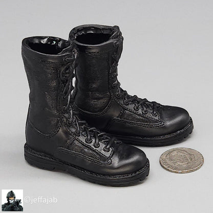 1:6 BBI Navy SEAL Night Ops Owl Black Combat Boots (Foot Type) for 12" Figures