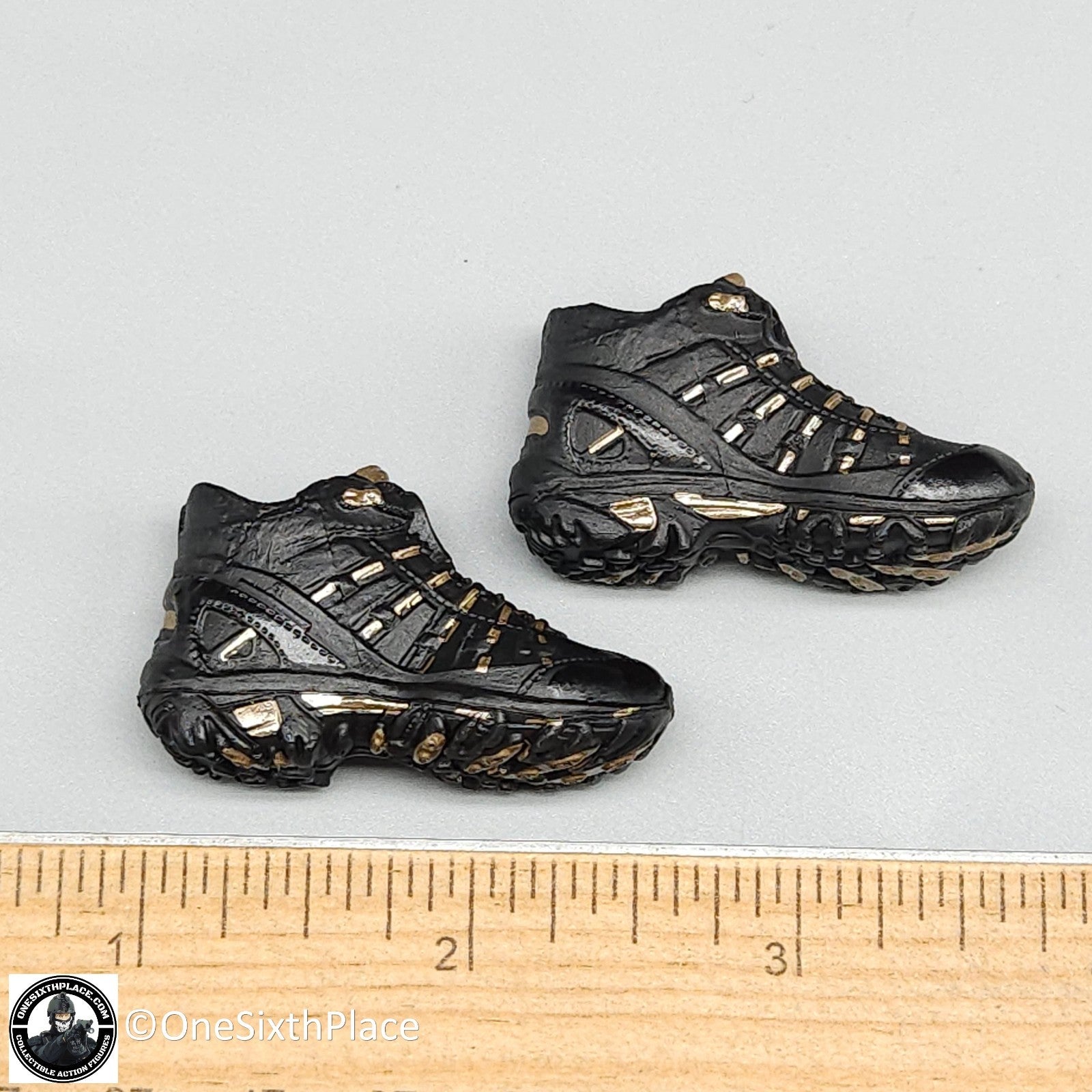1:6 scale Fire Girl Female CQB Tactical Agent Black Gold Boots for 12" Figures
