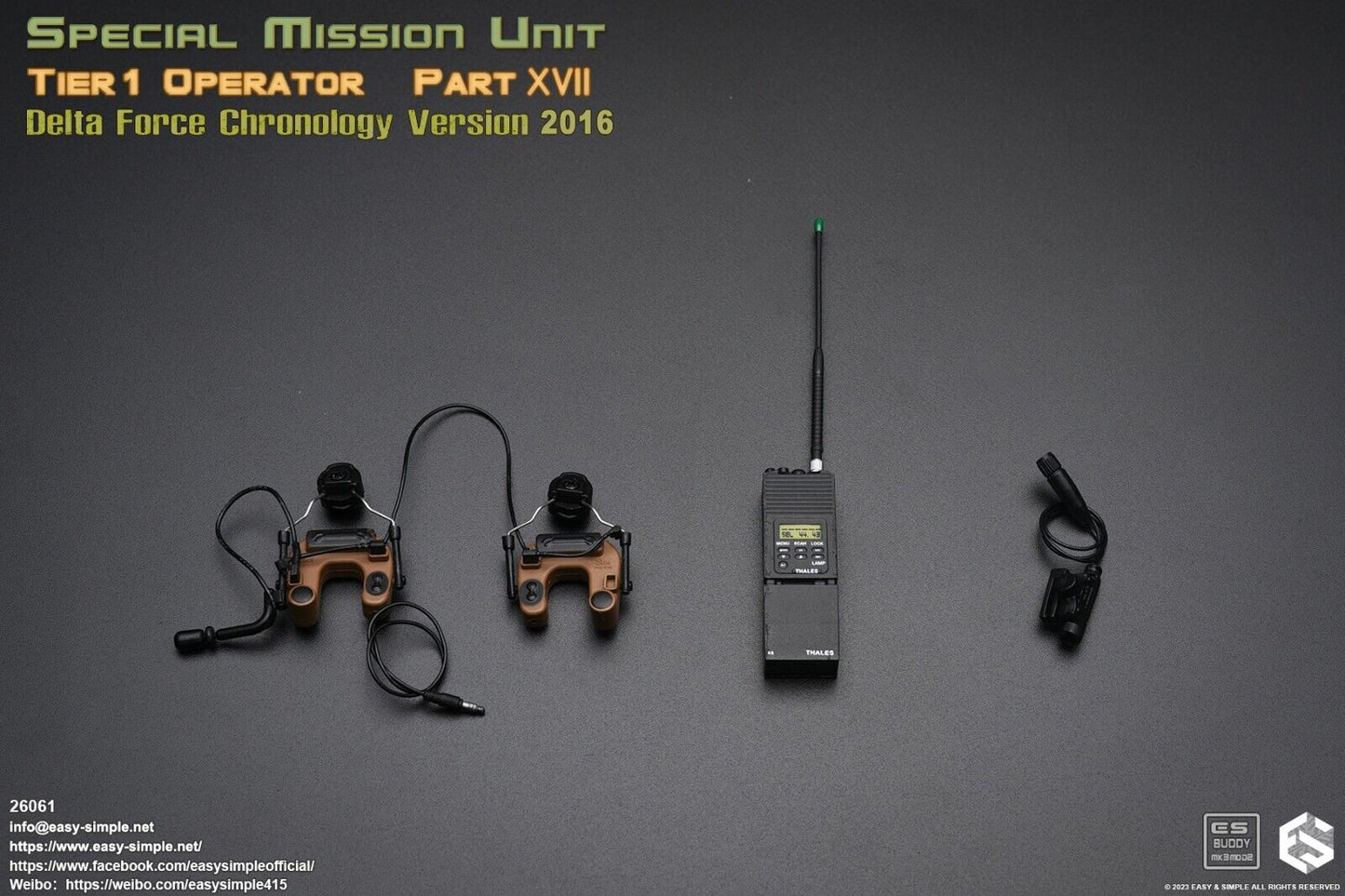 1:6 Easy & Simple Delta Force Chronology 2016 Radio w/ Headset for 12" Figures