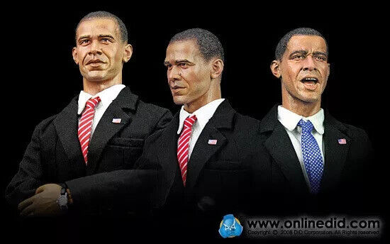 1:6 DiD Barack Obama Black AA Male Head Sculpt for 12" Figures