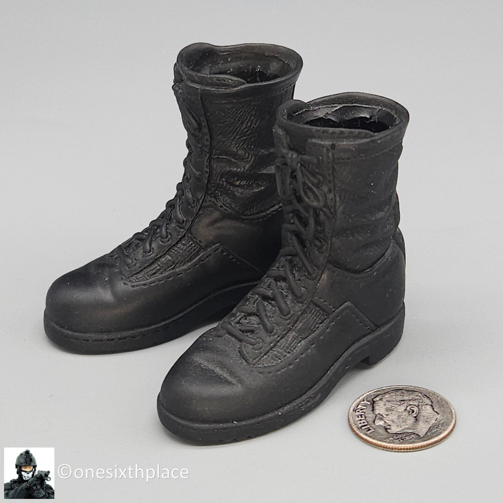 1:6 scale BBI USMC Force Recon Black Combat Boots (Foot Type) for 12" Figures