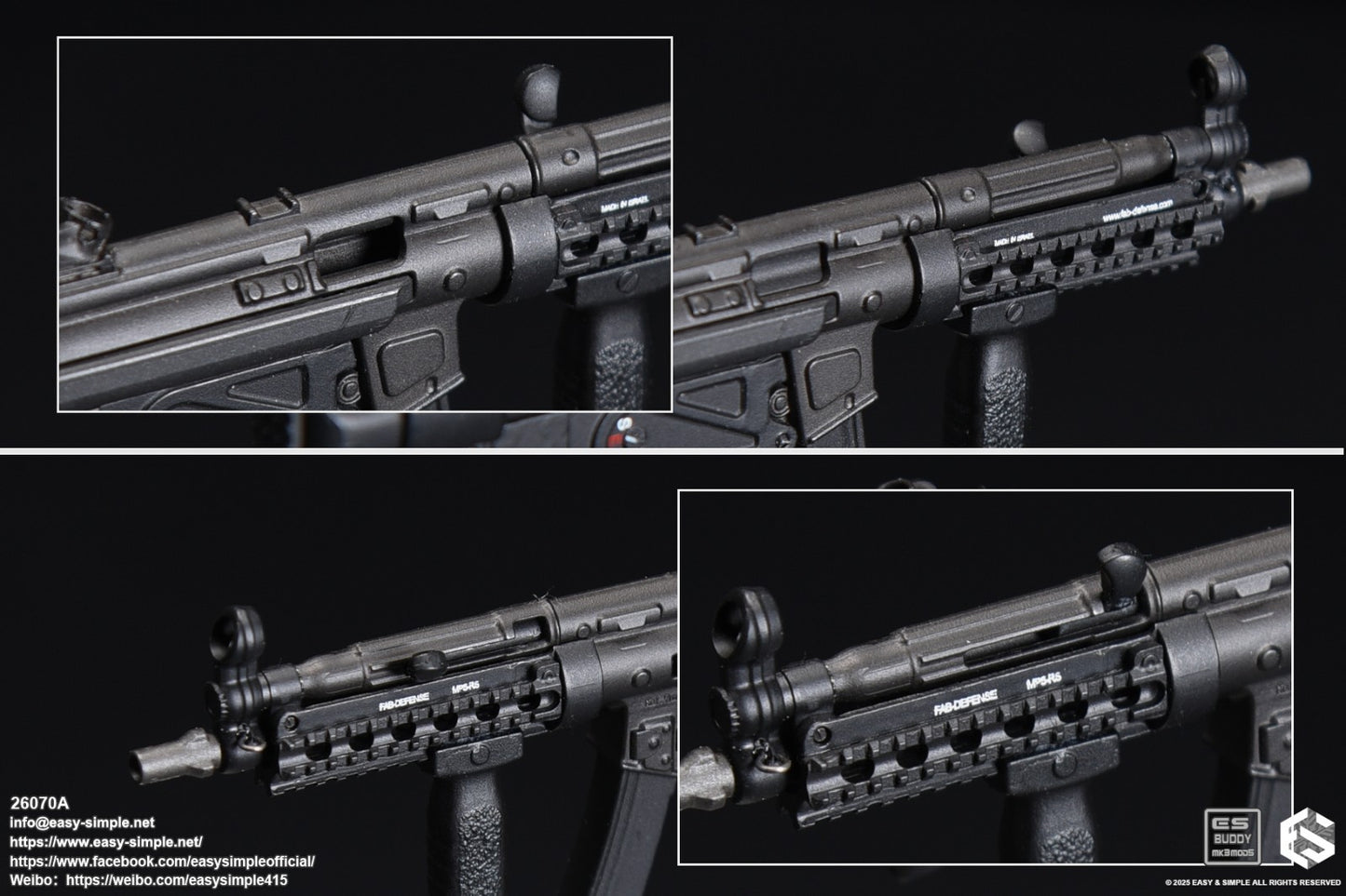 1:6 Easy & Simple SDU Assault Team 2023-2024 MP5 Submachine Gun for 12" Figures