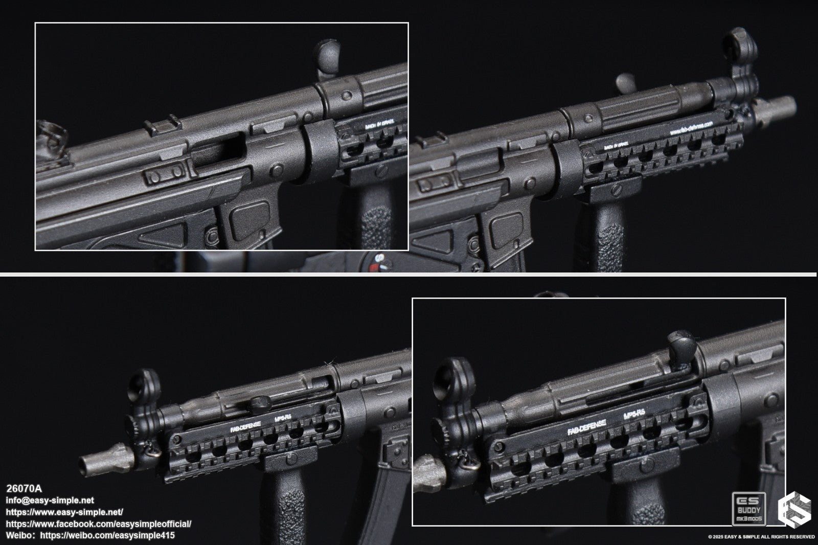1:6 Easy & Simple SDU Assault Team 2023-2024 MP5 Submachine Gun for 12" Figures