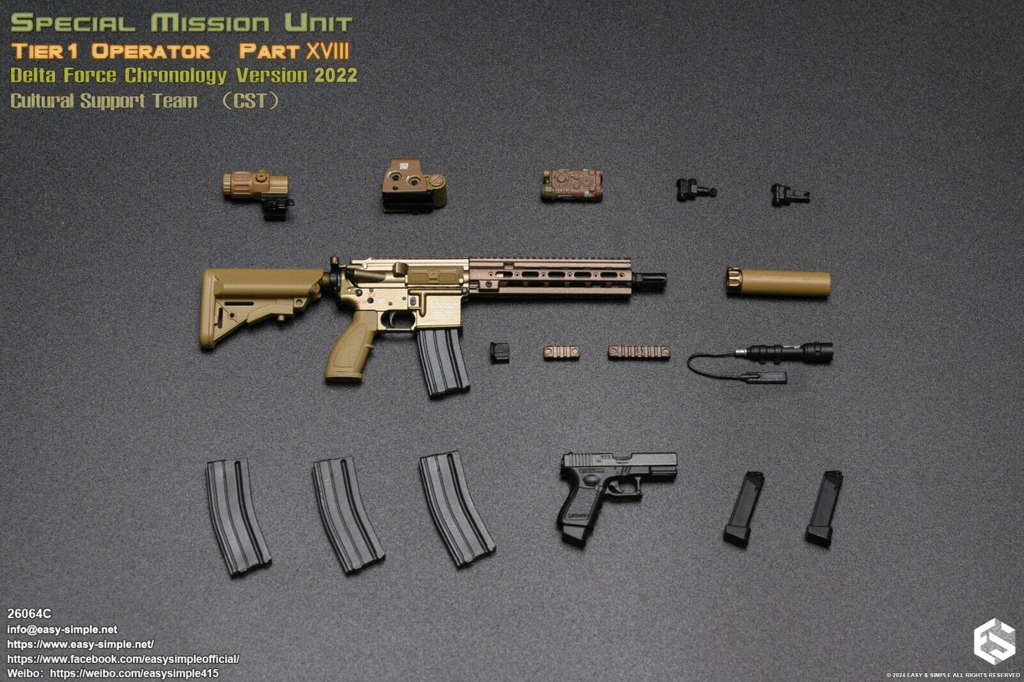 1:6 Easy & Simple Delta Force 2022 Cultural Support Team CST HK416 SMR Rifle Set