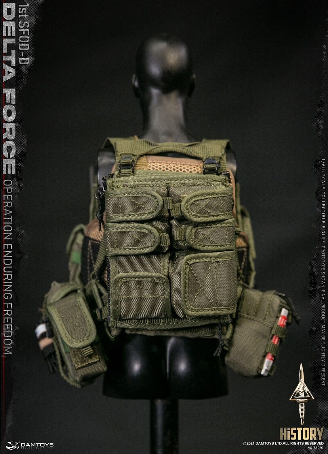 1:6 Damtoys 1st SFOD-D Enduring Freedom Green FLC Vest w/ Back Panel 12" Figures