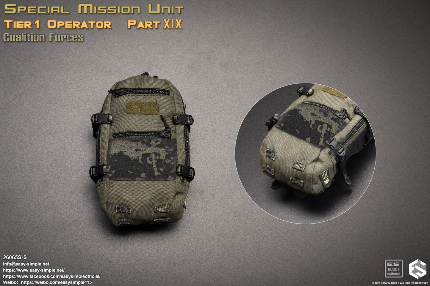 1:6 scale Easy & Simple Coalition Forces SAS Special Backpack for 12" Figure