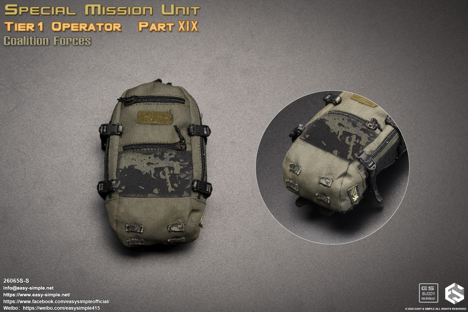 1:6 scale Easy & Simple Coalition Forces SAS Special Backpack for 12" Figure