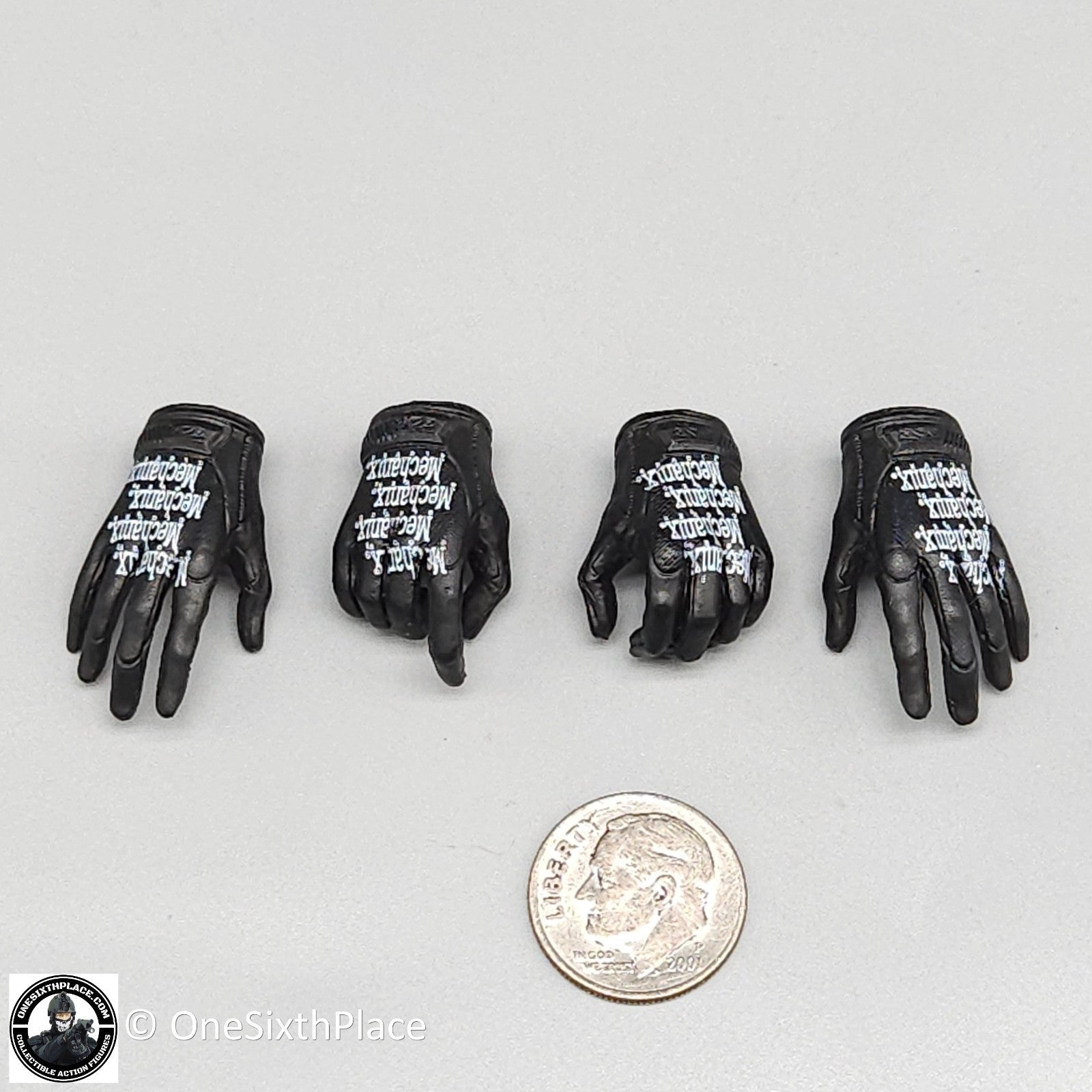 1:6 scale Flagset Female Black Mechanix Gloved Hands for 12" Figures