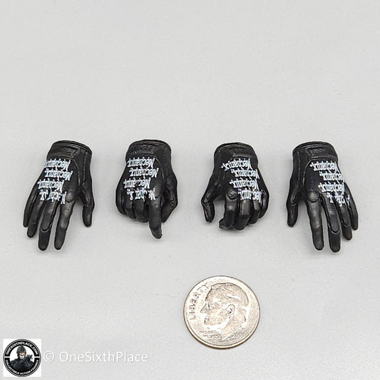1:6 scale Flagset Female Black Mechanix Gloved Hands for 12" Figures