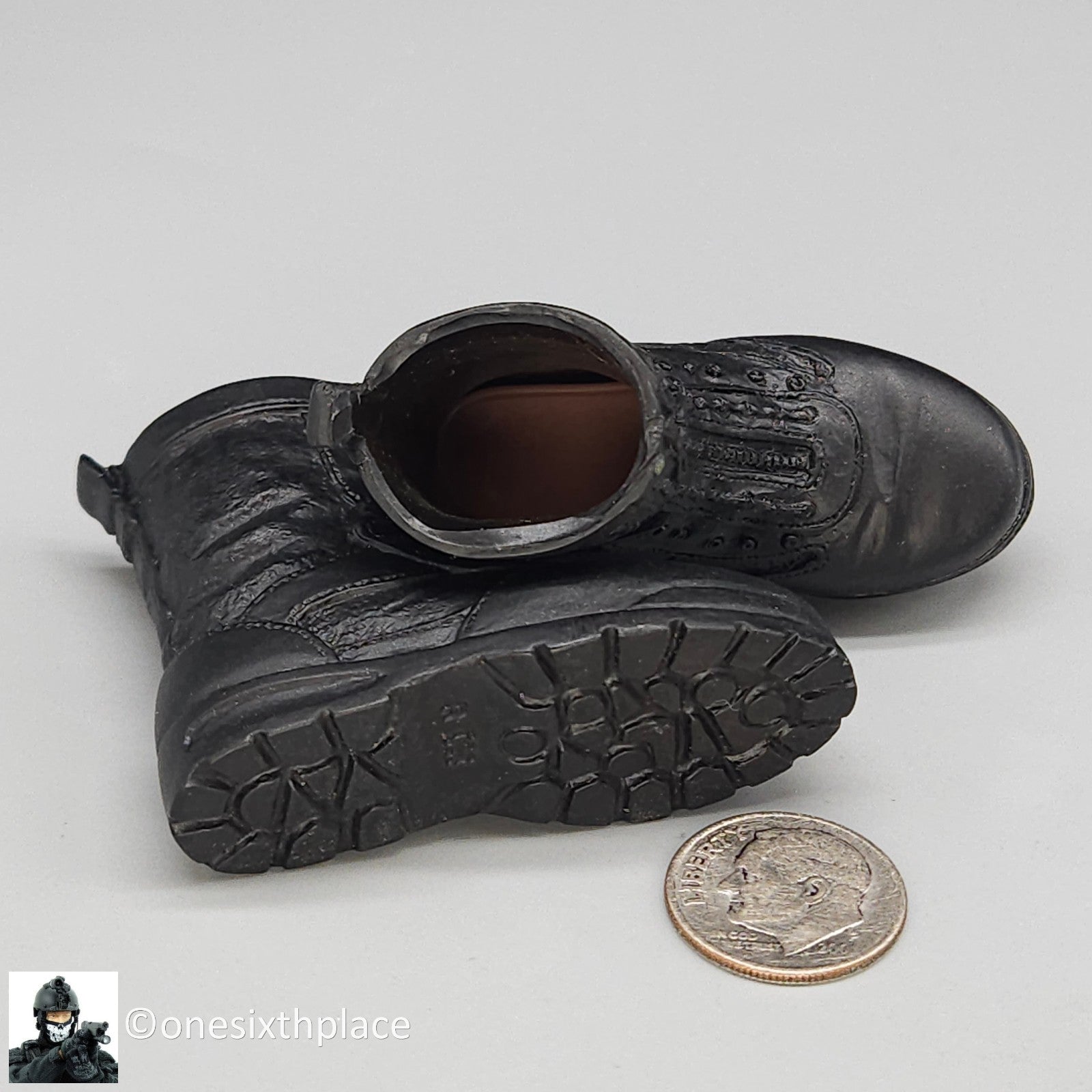 1:6 scale Dragon Black Tactical Zipper Boots (Foot Type) for 12" Figures