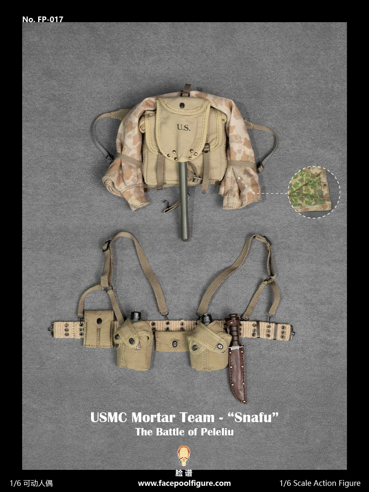 1:6 Facepool WWII USMC Snafu M41 Haversack Backpack or 12" Figures