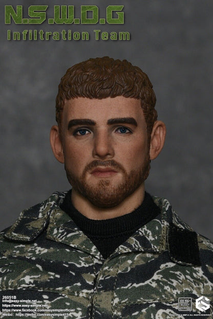 1:6 Easy & Simple NSWDG Infiltration Team B Male Head Sculpt for 12" Figures