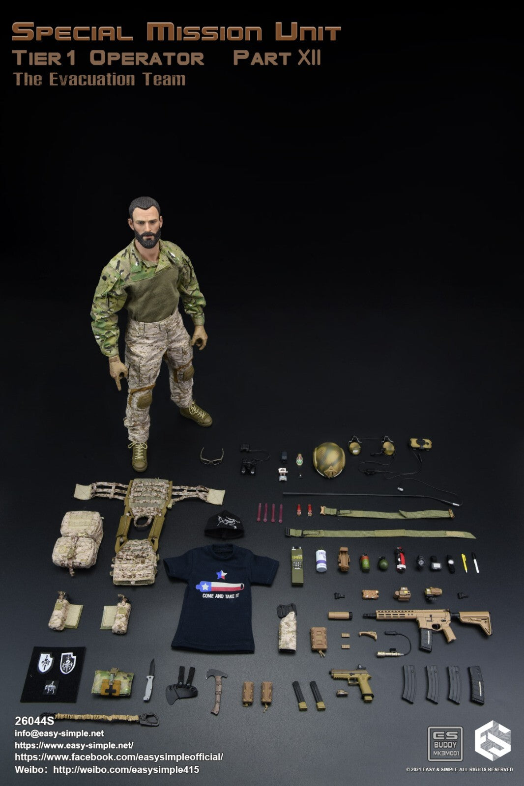 1:6 Easy & Simple Evacuation Team Multicam LEAF Combat Shirt for 12" Figures