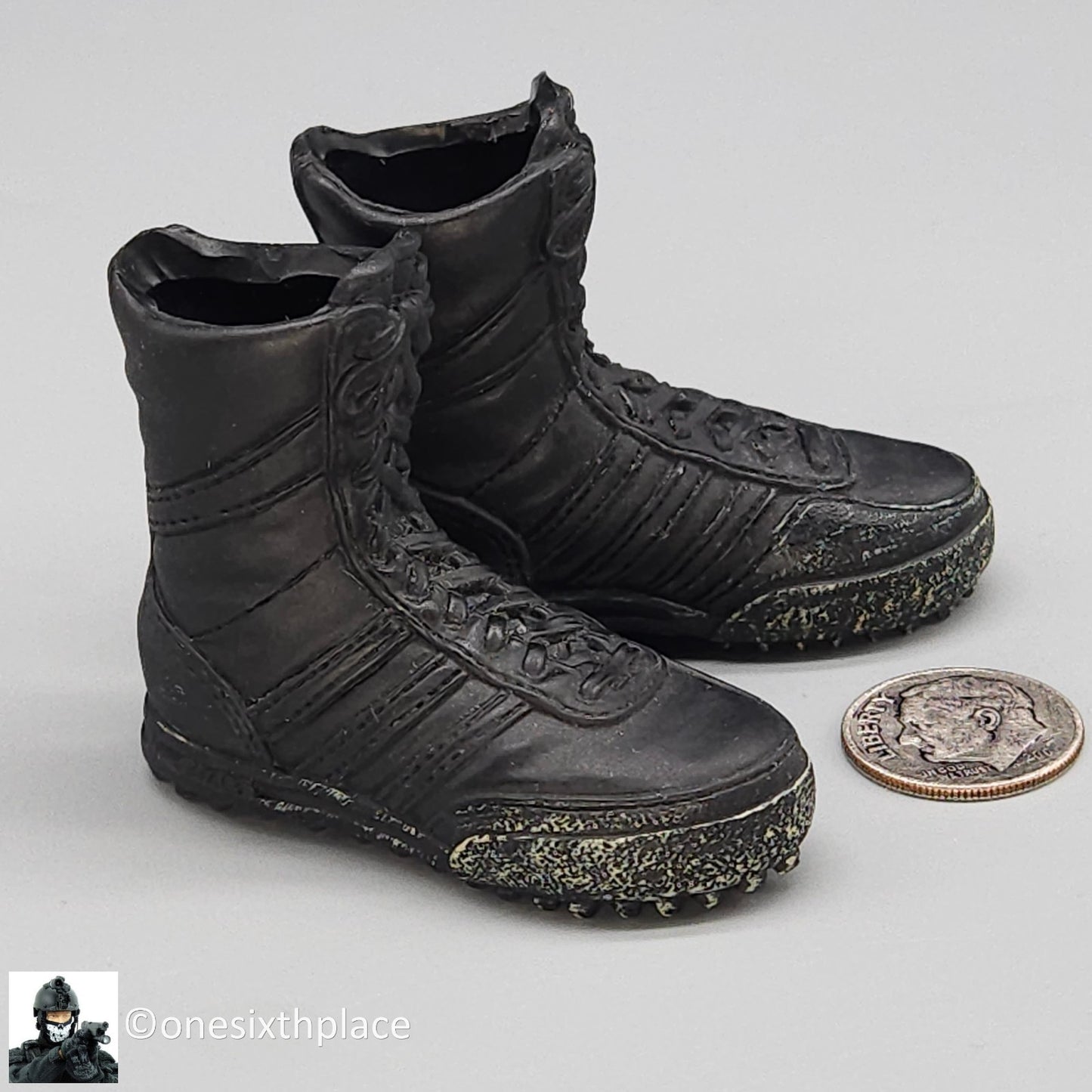 1:6 scale BBI Black Adidas Tactical Boots for 12" Figures SWAT Delta Force BHD