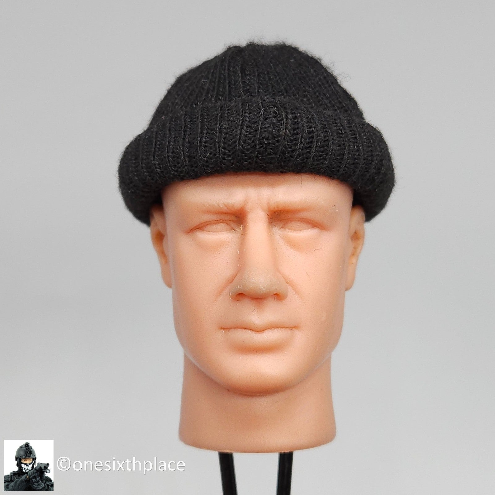 1:6 scale Dragon CIA Agent Jones Black Skull Cap Hat for 12" Figures