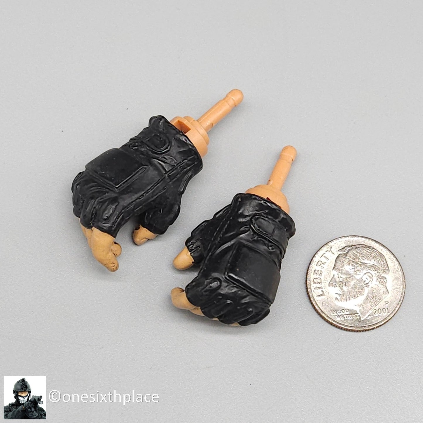 1:6 Dragon Black Padded Fingerless Gloved Hands for 12" Figures SWAT Vietnam