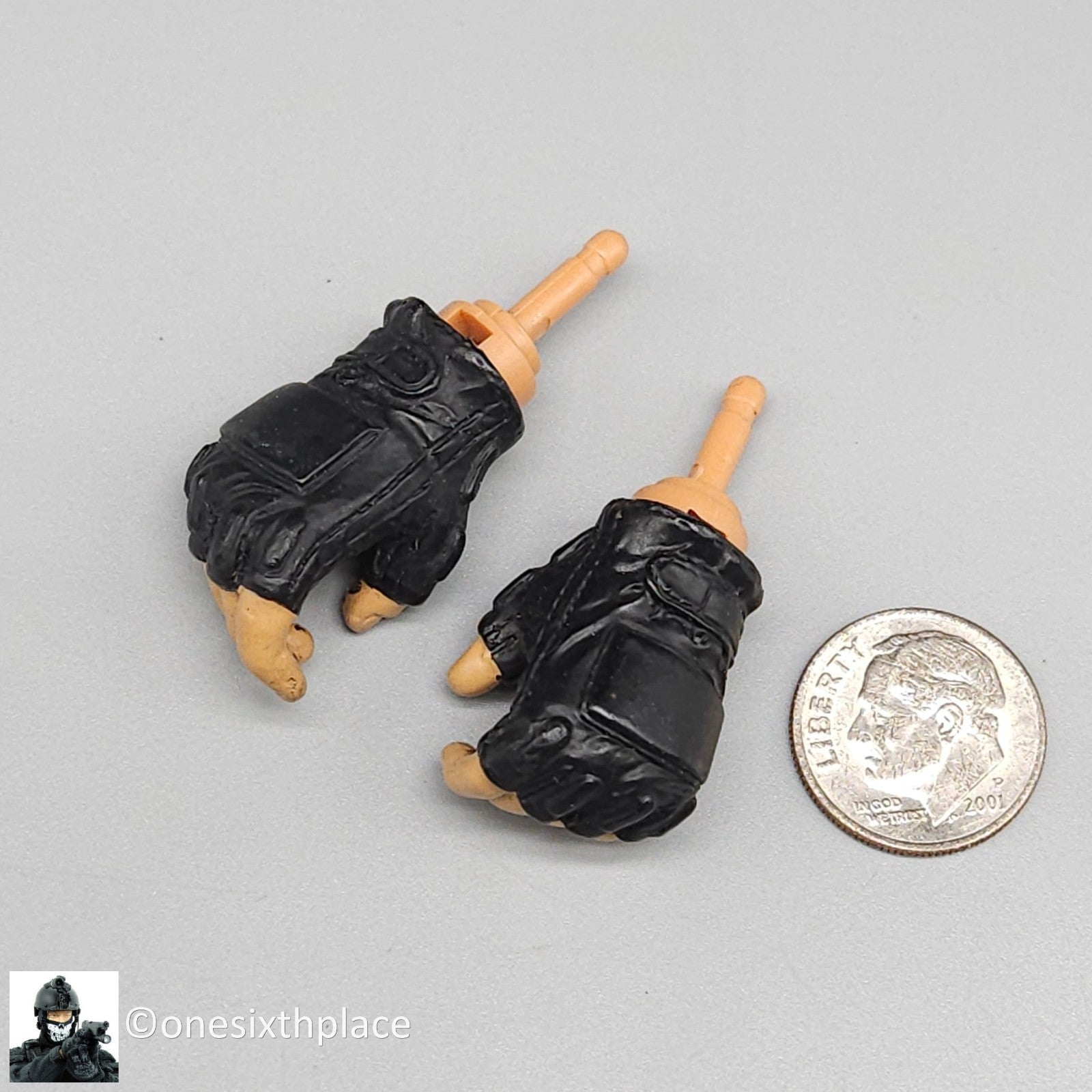 1:6 Dragon Black Padded Fingerless Gloved Hands for 12" Figures SWAT Vietnam