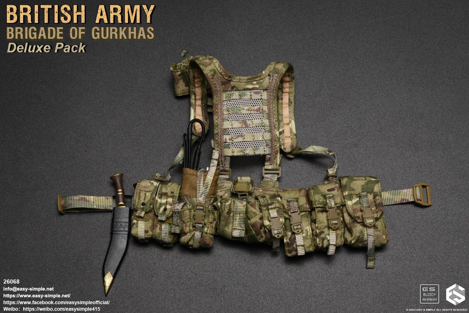 1:6 Easy & Simple British Army Brigade of Gurkhas MTP Camo Belt Yoke Pouches Set