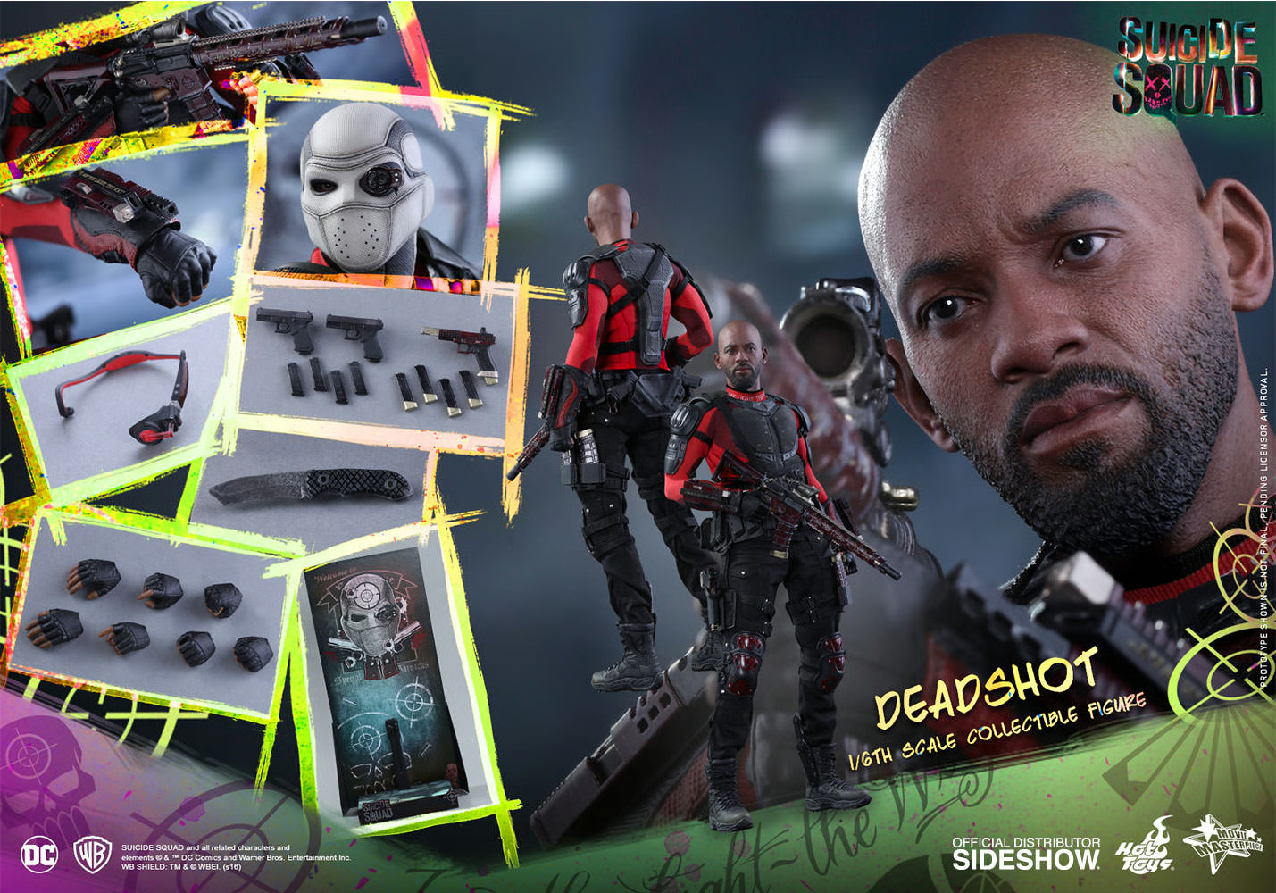 1:6 scale Hot Toys Deadshot Head Sculpt for 12" Figures MMS381