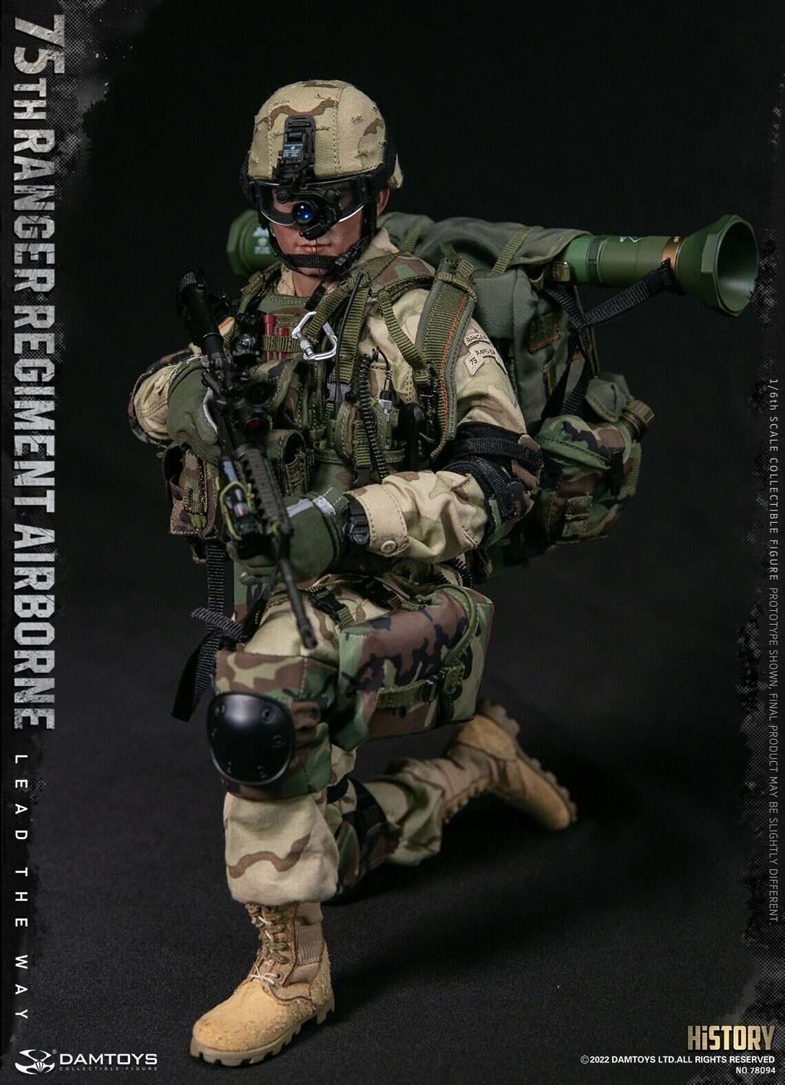 1:6 scale DamToys 75th Ranger Regiment 2 Quart Canteen w/ Woodland Camo Pouch
