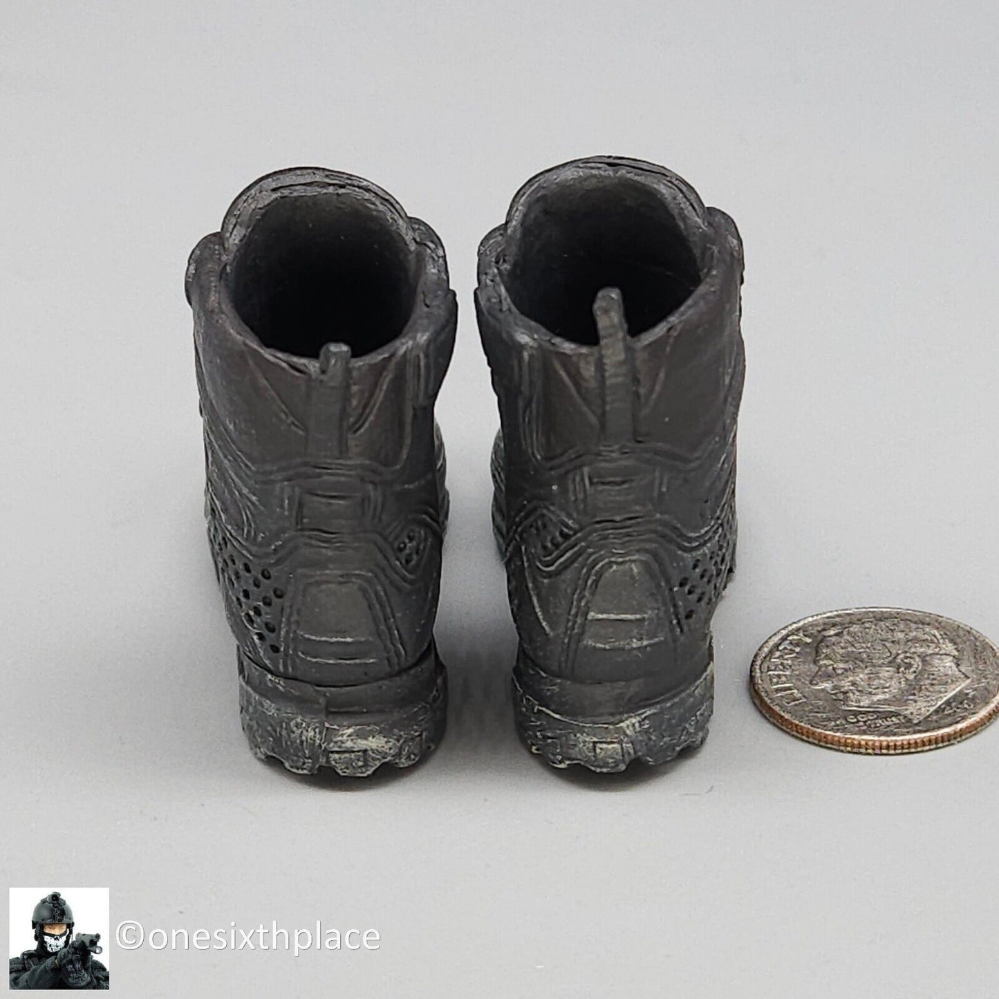 1:6 scale Darkzone Agent Molded Black Boots (Peg Type) for 12" Figures