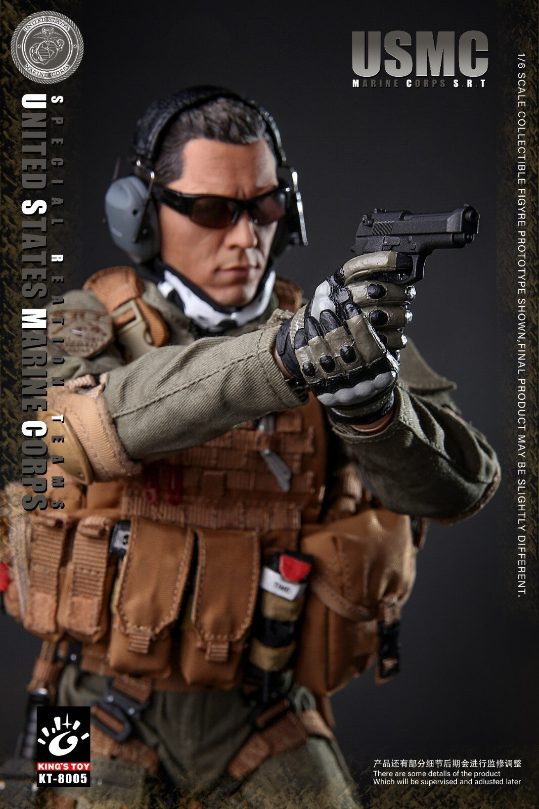 1:6 King's Toy USMC SRT Tan Knee Pads for 12" Figures