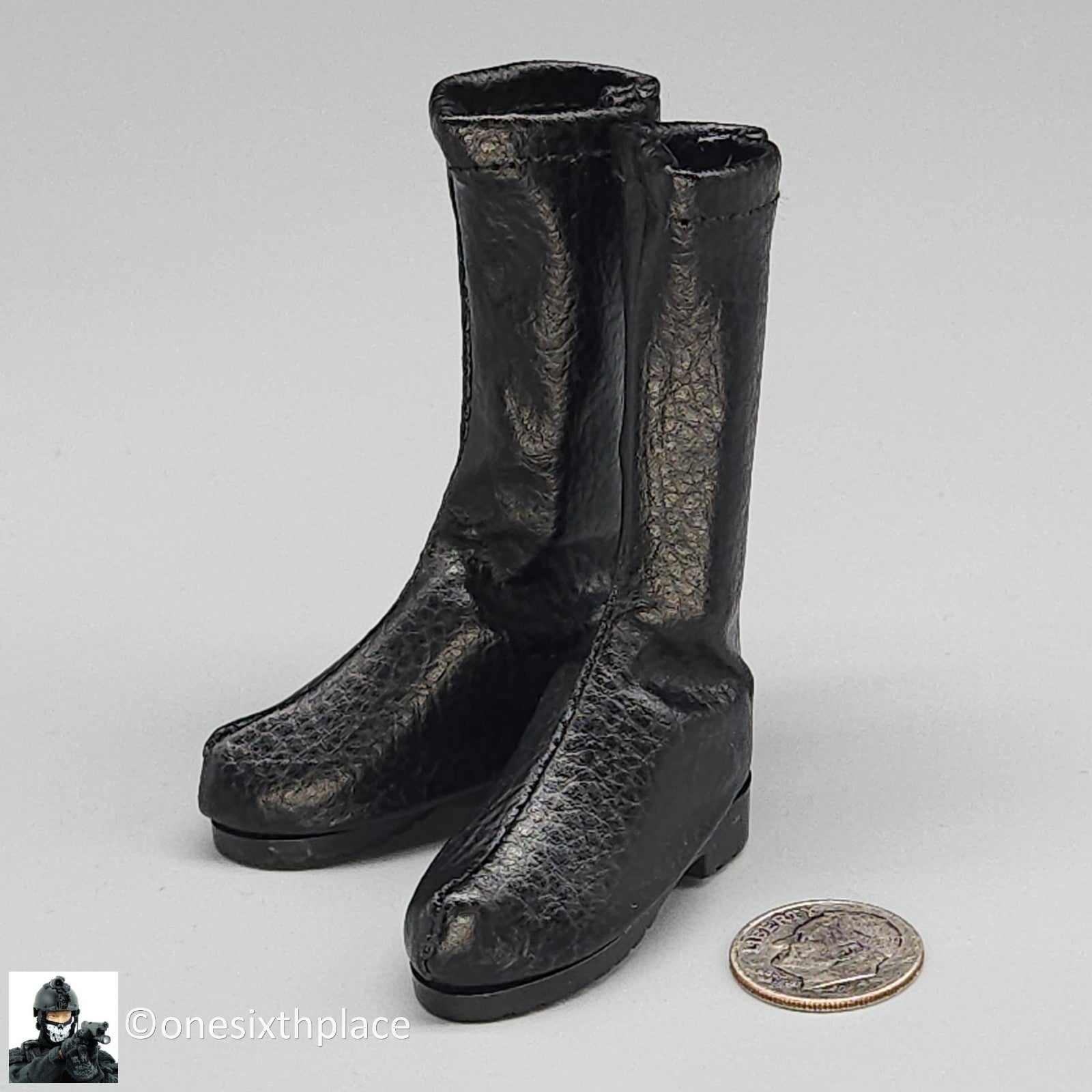 1:6 Triad Toys Plain Jane Female Tall Black Boots (Peg Type) for 12" Figures