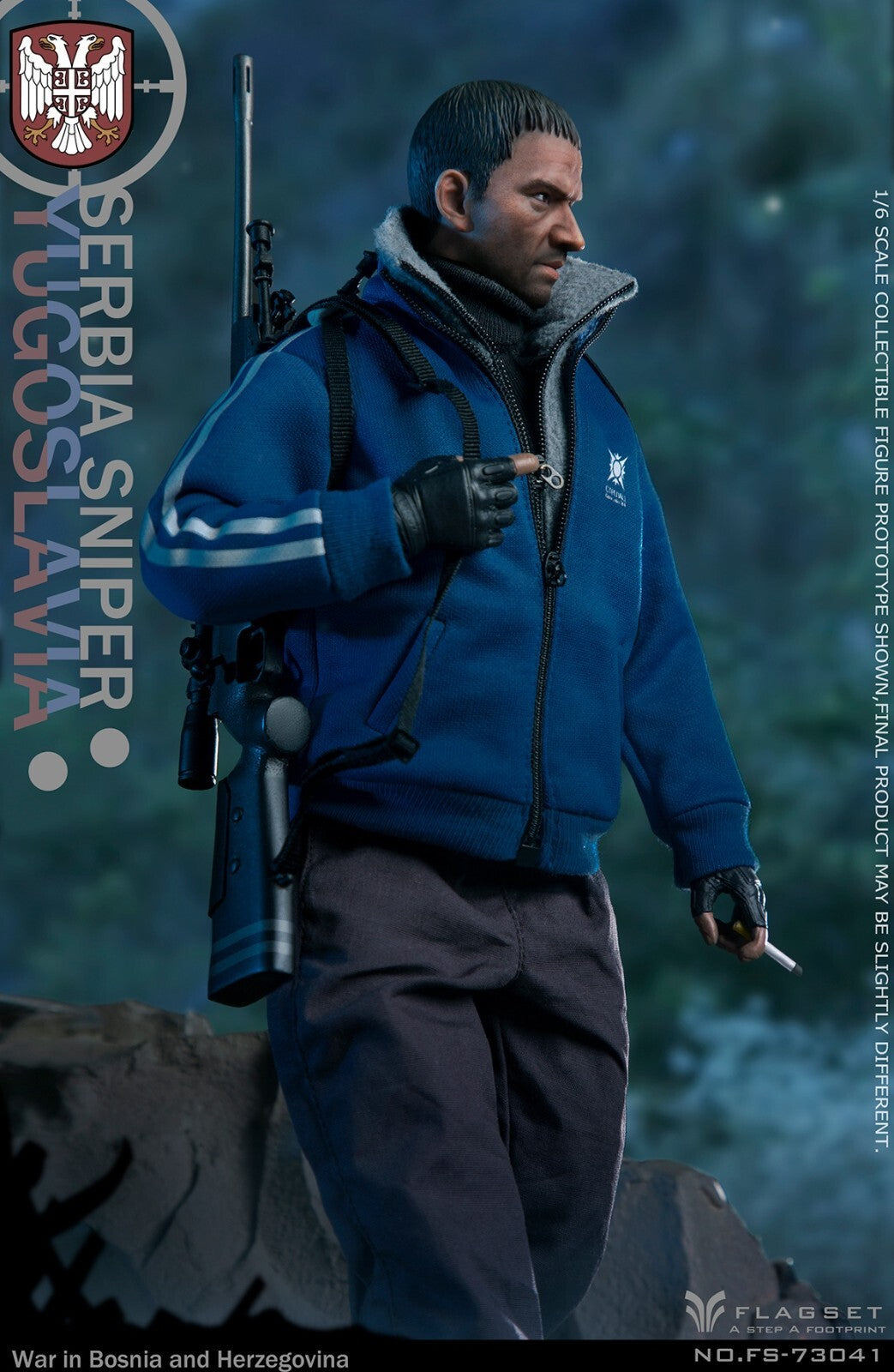 1:6 scale Flagset Serbia Sniper Goslavia Fingerless Gloved Hands for !2" Figures
