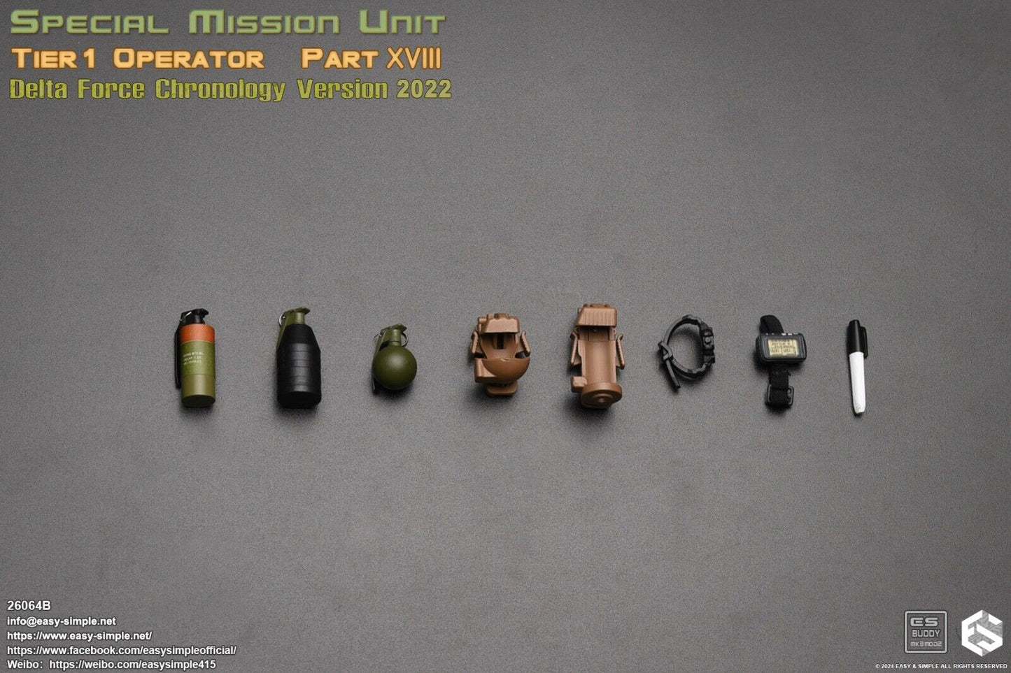 1:6 Easy & Simple Delta Force Chronology 2022 M67 Grenade w/ Trigger Pouch