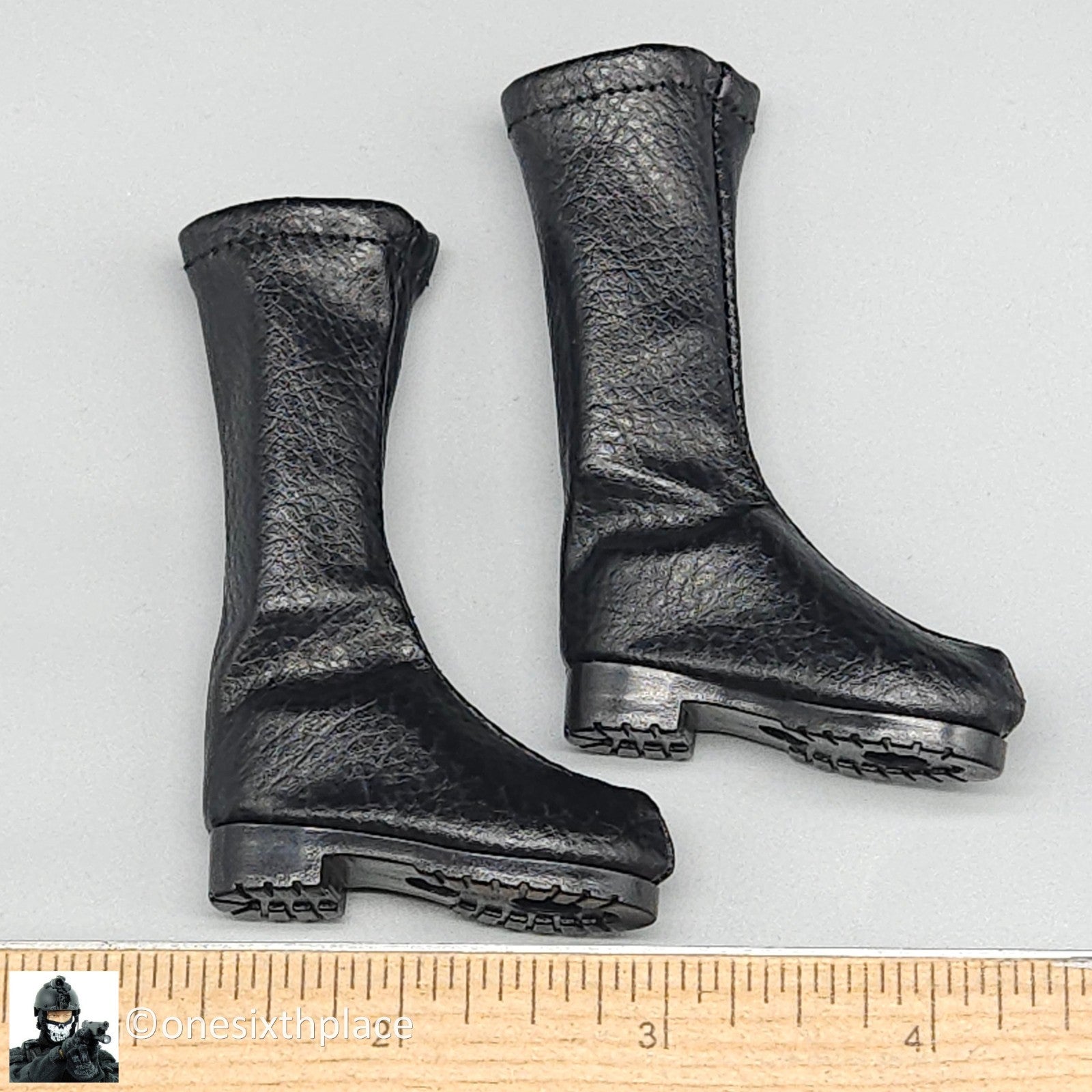 1:6 Triad Toys Plain Jane Female Tall Black Boots (Peg Type) for 12" Figures