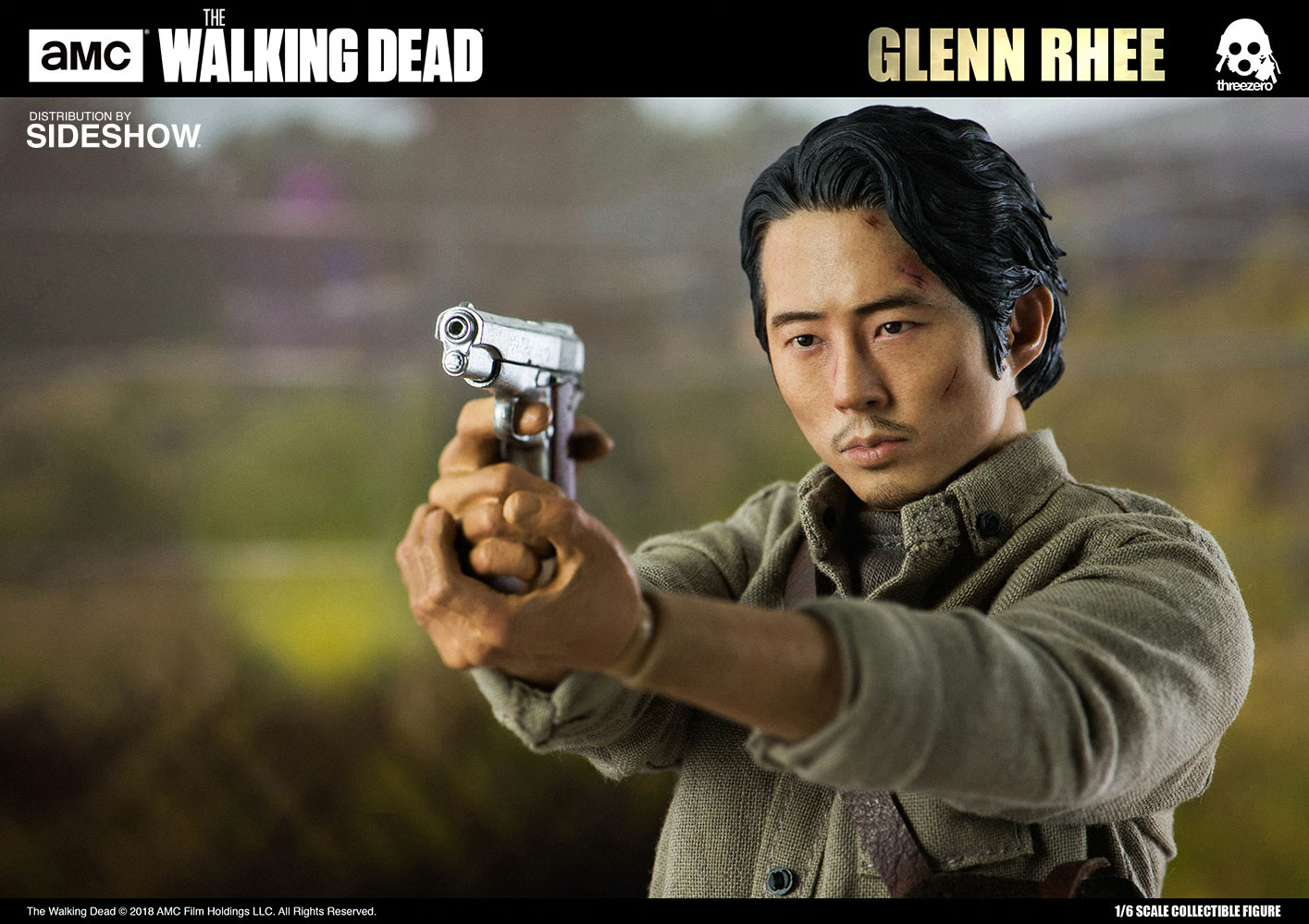 1:6 scale 3A ThreeZero Walking Dead TWD Glenn Rhee Head Sculpt for 12" Figures