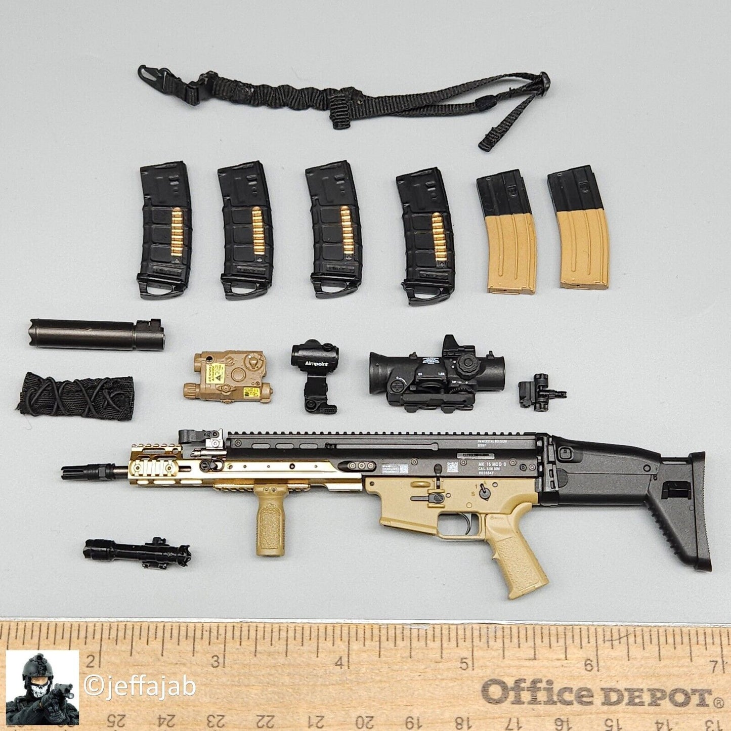 1:6 DamToys Extreme Zone Agent Hugh Laphroaig MK16 SCAR Rifle Set for 12" Figure