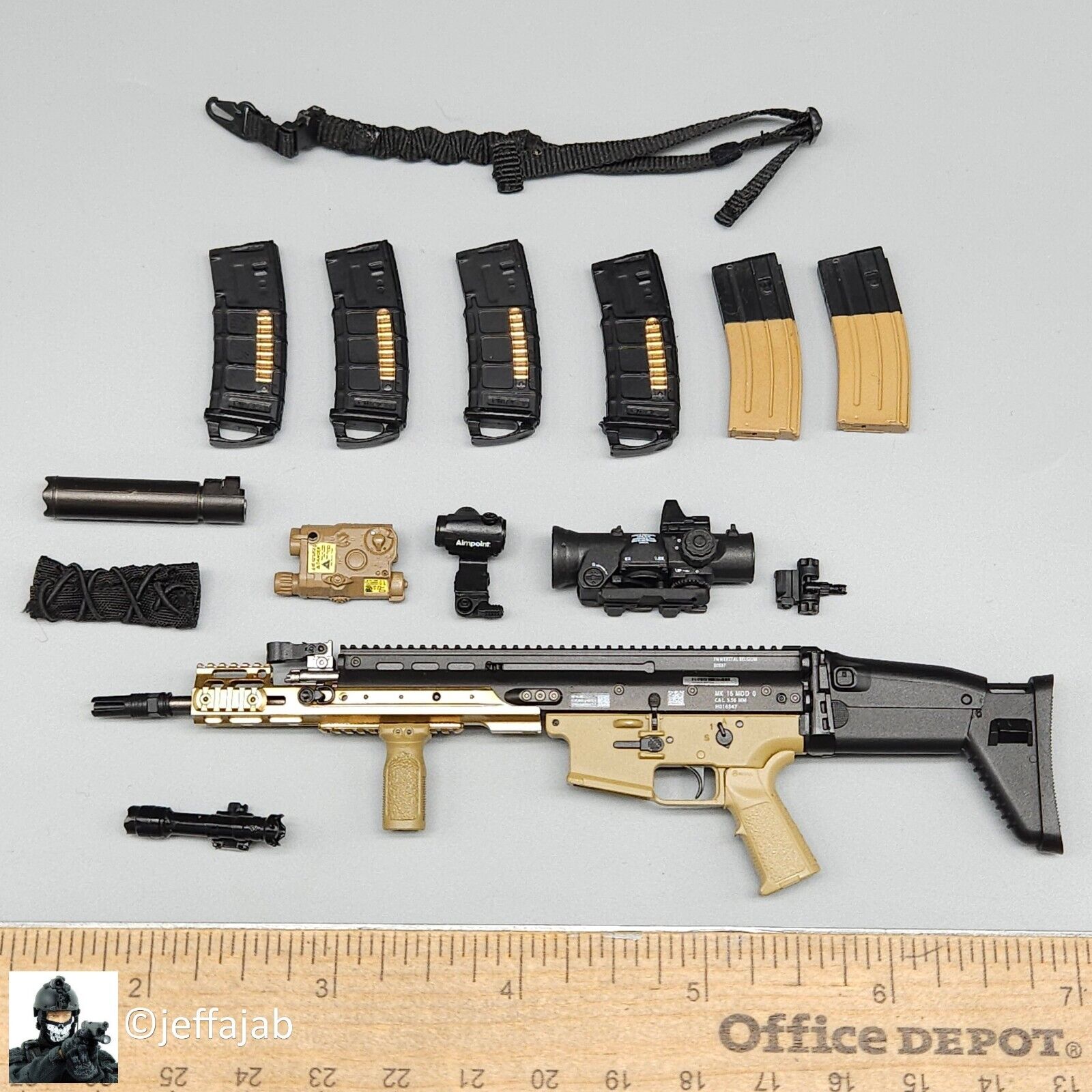 1:6 DamToys Extreme Zone Agent Hugh Laphroaig MK16 SCAR Rifle Set for 12" Figure