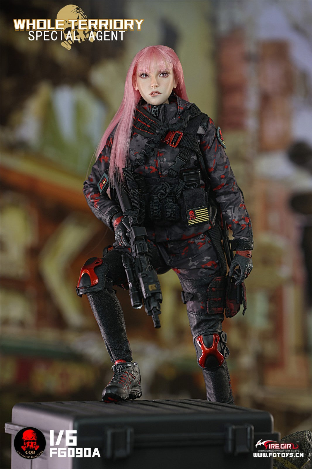 1:6 scale Fire Girl Female CQB Tactical Agent Grey Multicam Backpack 12" Figure