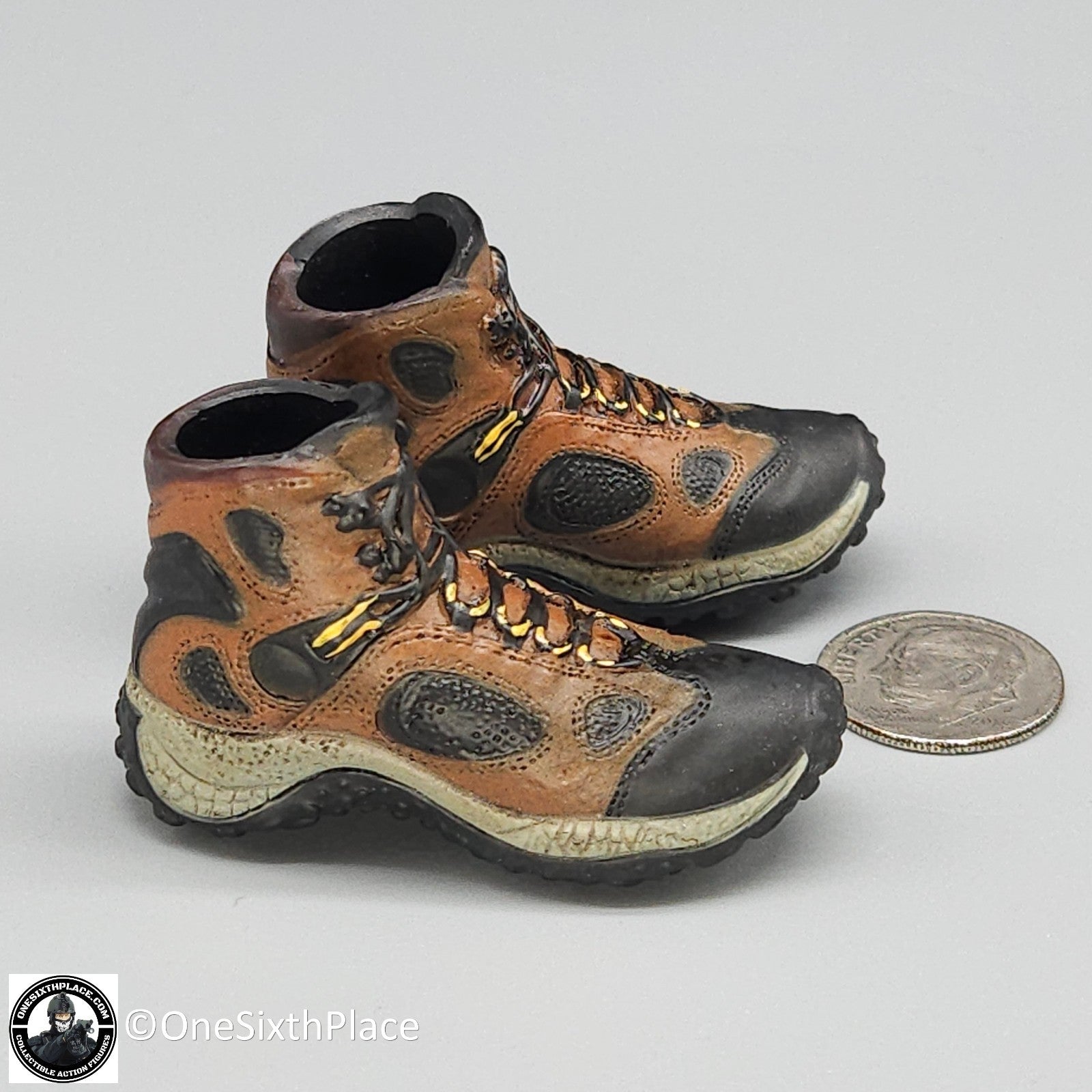 1:6 scale BBI Molded Hiking Boots for Feet for 12" Figures