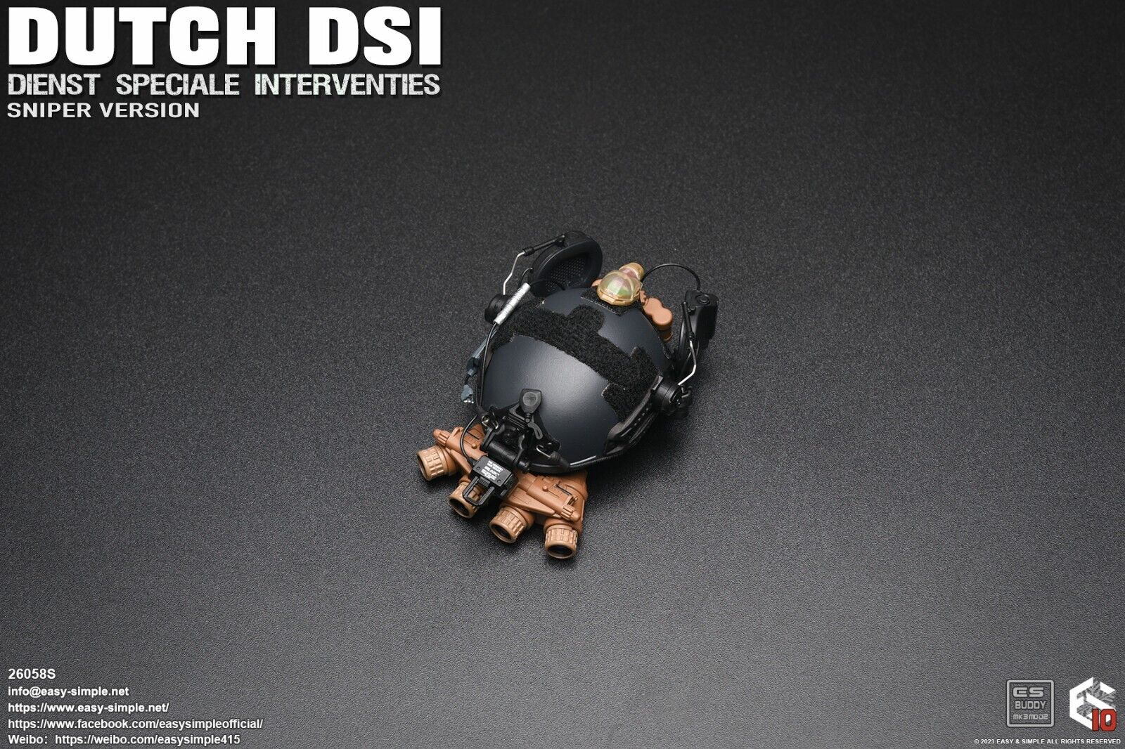 1:6 Easy & Simple Dutch DSI Sniper Version Helmet w/ NVG for 12" Figures