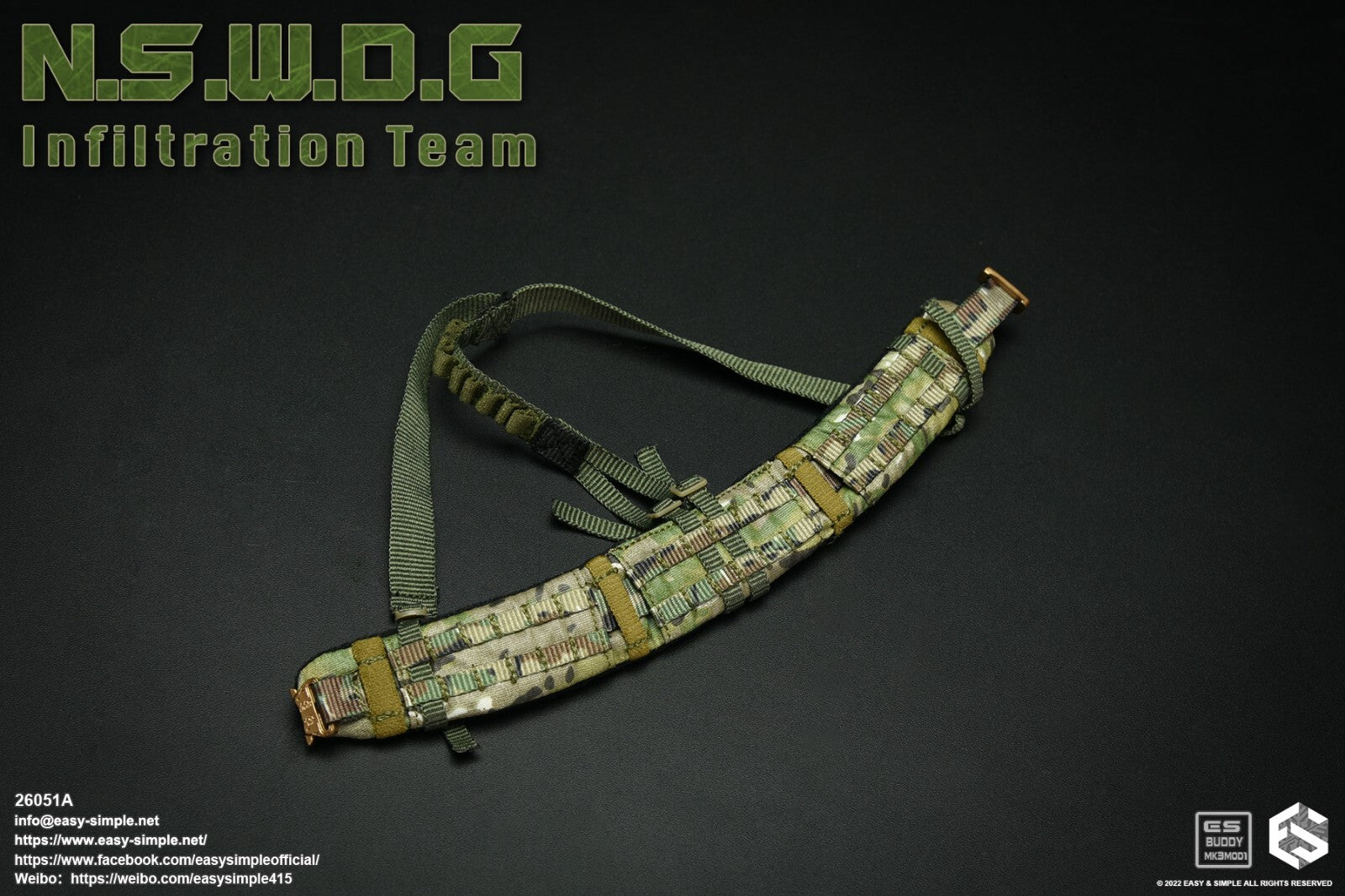 1:6 Easy & Simple NSWDG Infiltration Team Camo Y Harness w/ Belt for 12" Figures