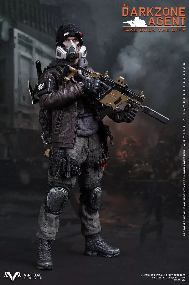 1:6 scale Darkzone Agent Molded Black Boots (Peg Type) for 12" Figures