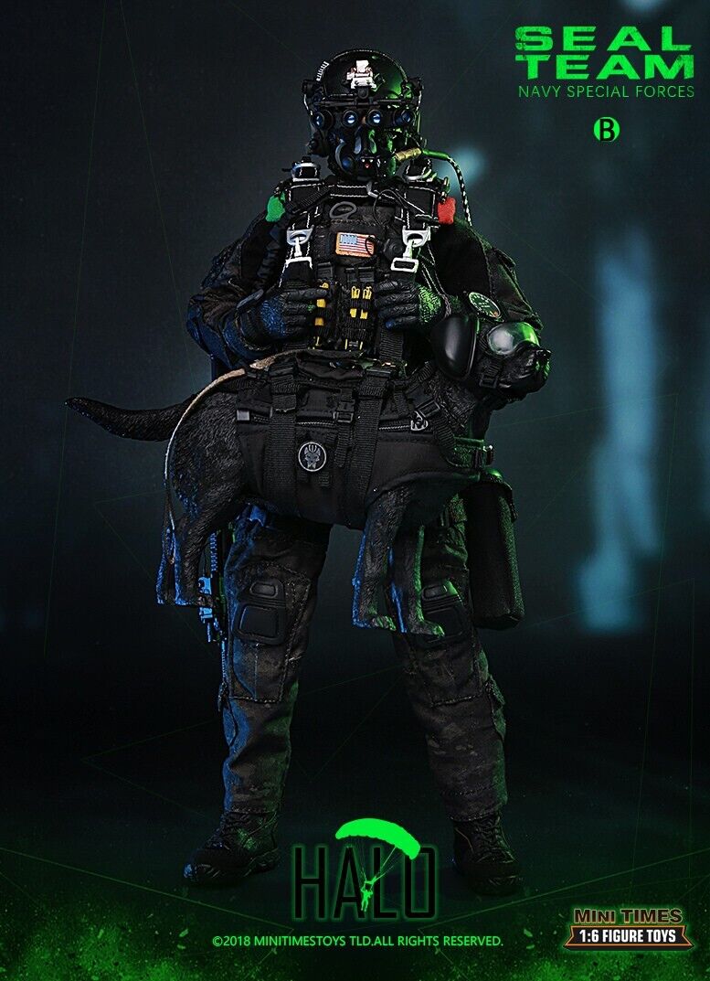 1:6 Mini Times Navy SEAL Special Force HALO MCB Black Multicam Plate Carrier Set