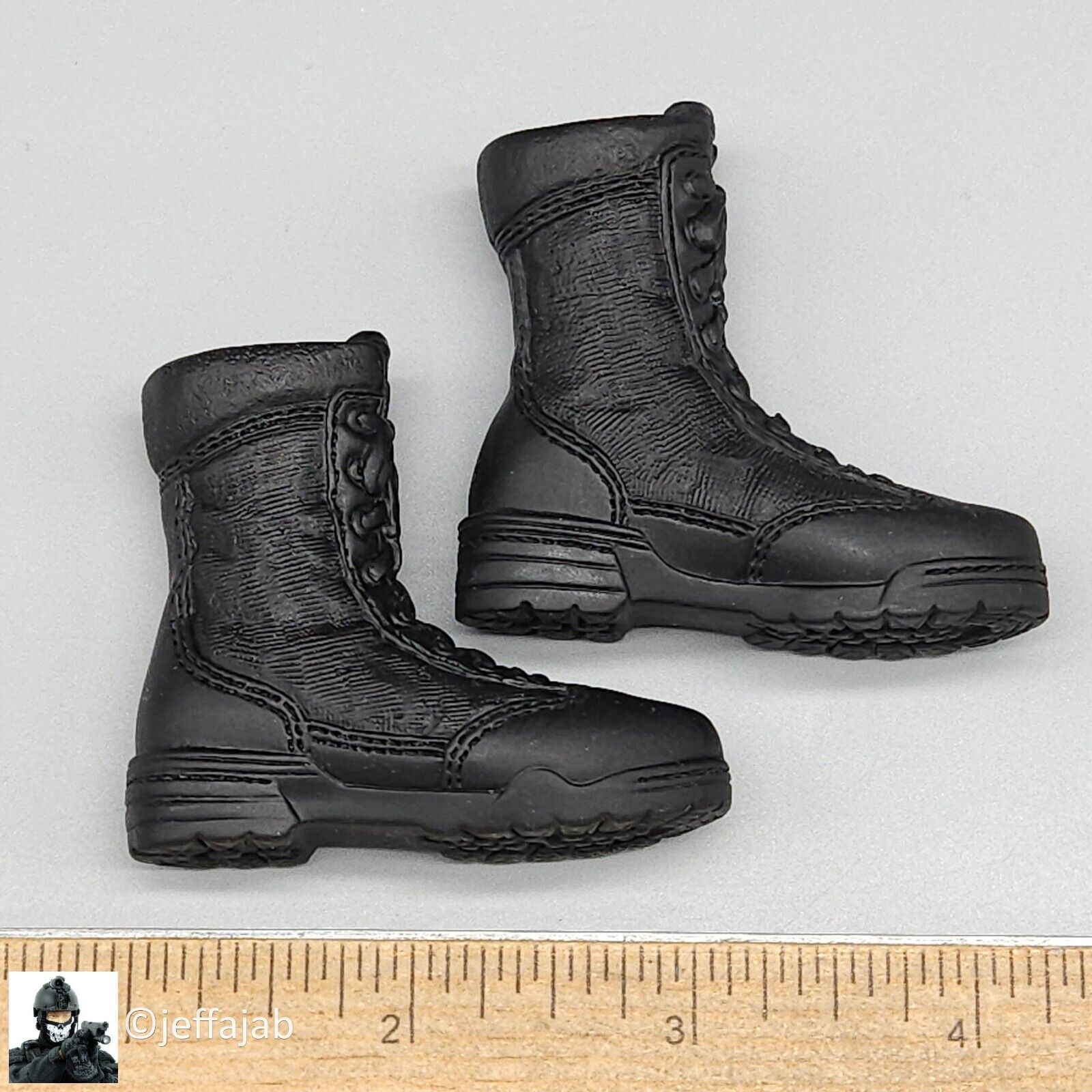 1:6 BBI LAPD Police Officer West Black Boots (Foot Type) for 12" Figures Pilot