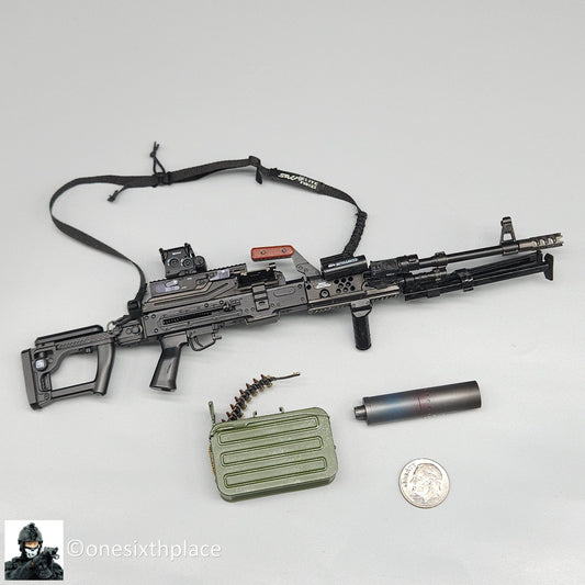 1:6 scale DamToys Russian Spetsnaz MVD SOBR Gunner PKM Machine Gun