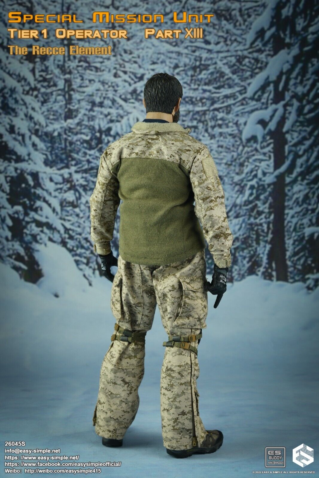 1:6 Easy & Simple Recce Element AOR1 Camo Winter Combat Pants for 12" Figures