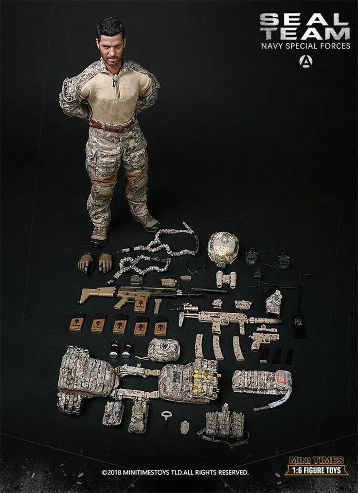 1:6 Mini Times Navy SEAL Team AOR1 NCPC Plate Carrier Pouch Set for 12" Figures
