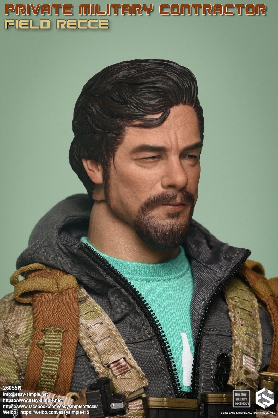 1:6 Easy & Simple PMC Field Recce Male Head Sculpt for 12" Figures