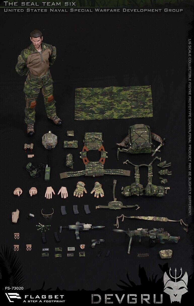 1:6 Flagset DEVGRU Jungle Dagger Multicam Camo 100RD Ammo Box Cover 12" Figures