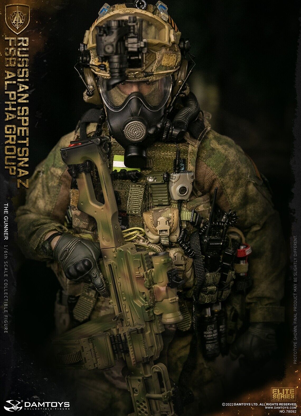 1:6 scale DamToys Russian Spetsnaz FSB Alpha Group PKP Gunner 12" Figure 78092