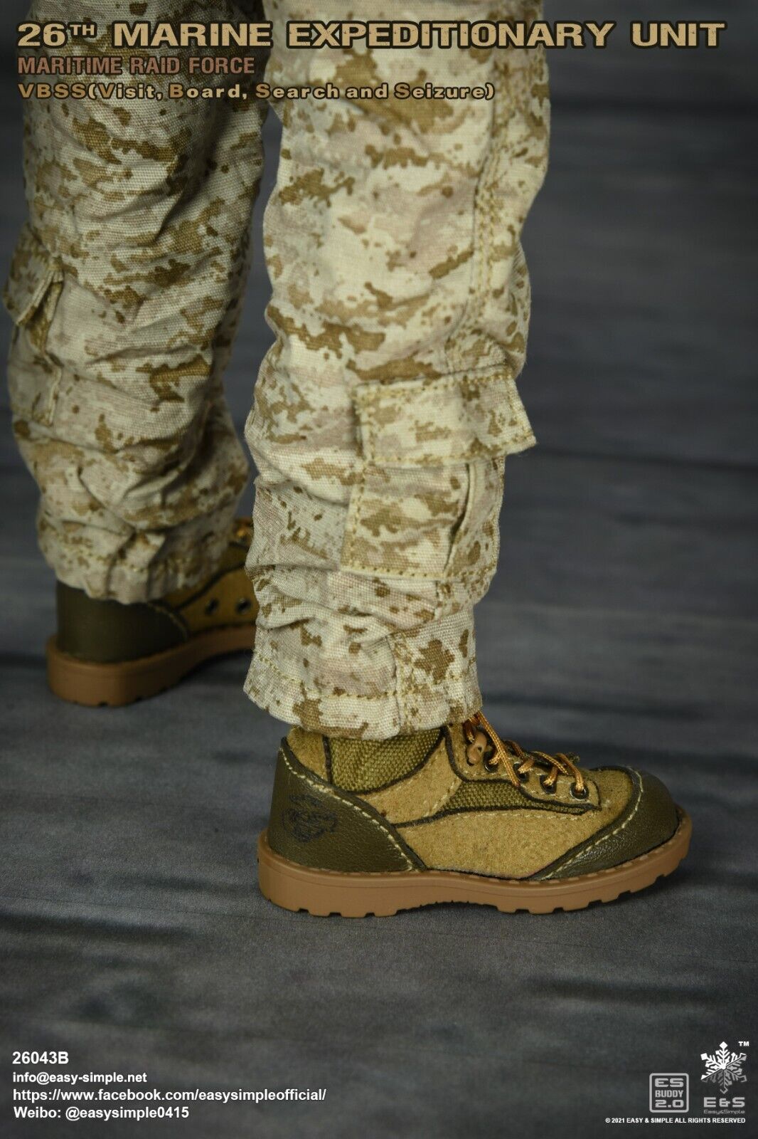 1:6 scale Easy & Simple USMC 26th MEU RAT Boots (Peg Type) for 12" Figures