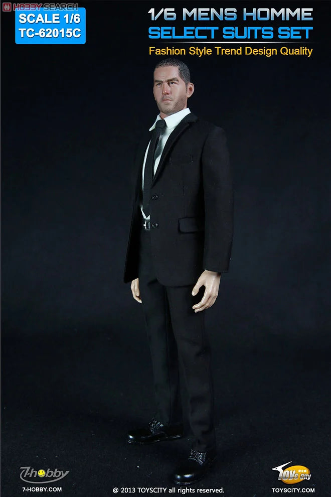 1:6 scale Toys City Mens Homme Select Suits Set in Black for 12" Figures TC-62015C